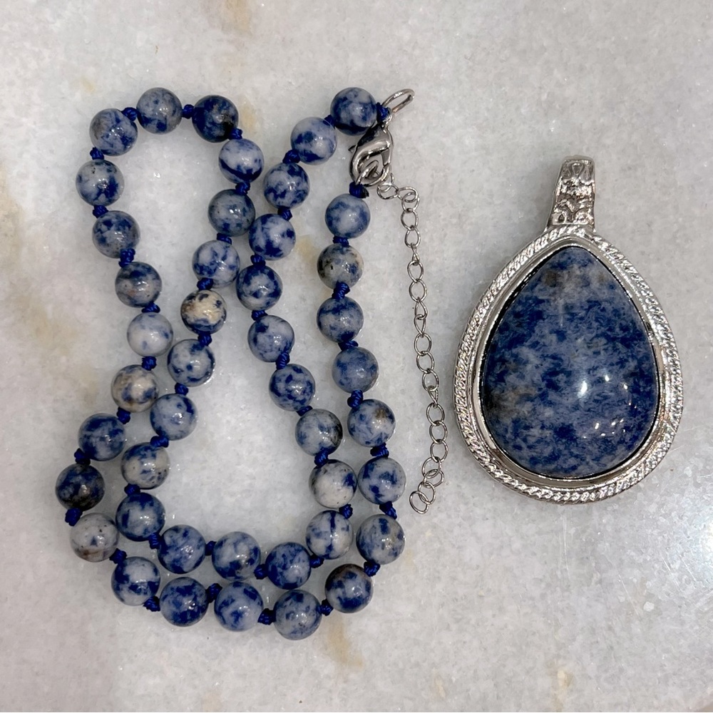Blue Spot Jasper Pendant Necklace - Picture 7 of 9